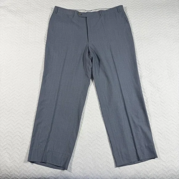 Canali Super 140s Wool Dress Pants Men 38x28 Gray Flat Front Super Fine Tailored